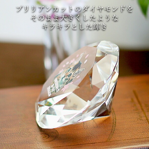 ダイアモンド型のクリスタル輝くペット位牌
